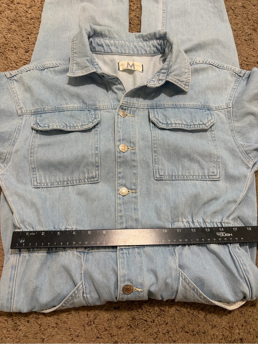 Free People We The Free Marci Denim Jumpsuit Size M, Light Wash Clear Skies - Picture 11 of 13